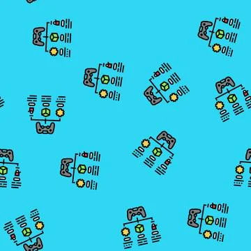 Concept design game development vector seamless pattern Stock Illustration