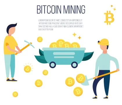 Concept design with people mining bitcoins. Stock Illustration