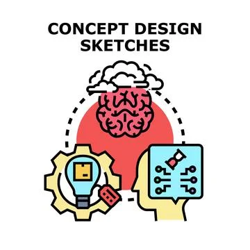 Concept design sketches developing new ideas 스톡 일러스트