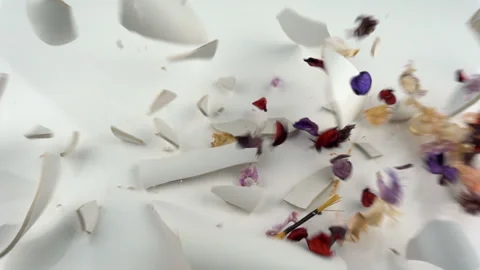 The concept of destruction. Falling and breaking decorative vase in slow motion. Stock Footage 116396755