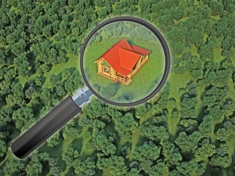 Concept of detecting a house in the forest Stock Illustration