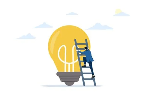 Concept of developing ideas for career growth, accumulating knowledge. Illustrazione stock