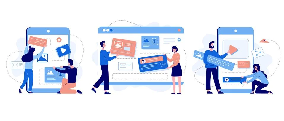 The concept of developing websites and mobile applications. Vector illustration Stock Illustration