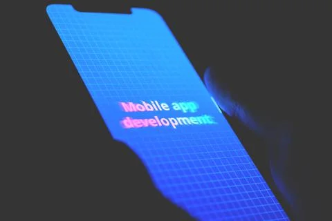 Concept of development and creation of mobile applications 스톡 사진