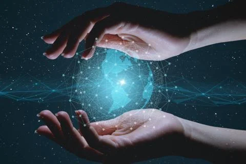 The concept of the development of artificial intelligence and the Internet of Stock Photos