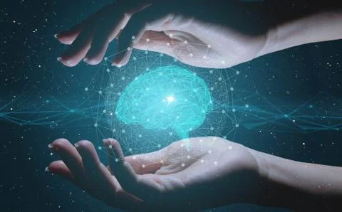 The concept of the development of artificial intelligence and the Internet of Stock Photos