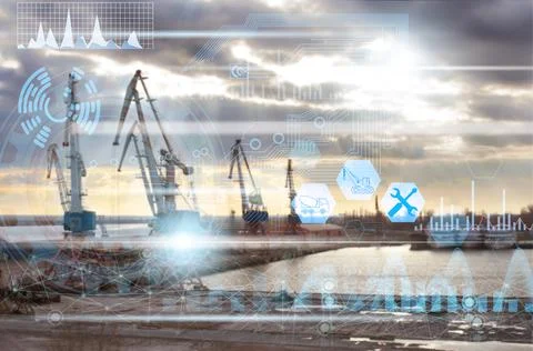 The concept of development of artificial intelligence technology in the logis Stock Photos