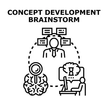 Concept development brainstorm thinking for innovative idea 스톡 일러스트