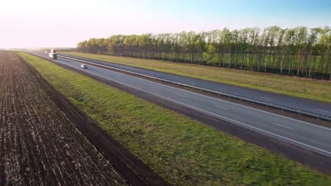 The concept of the development of freight transport. Fast transportation of Stock Footage 154266928