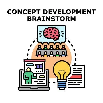 Concept development planning brainstorming innovative business strategy Stock Illustration