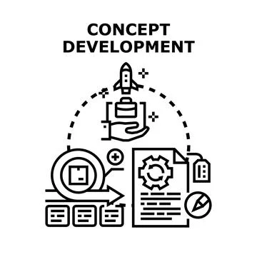 Concept development process and startup business launch Иллюстрация