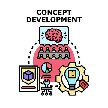 Concept development process, brainstorming and innovation strategy Stock Illustration