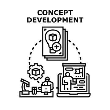 Concept development process creating innovative business solutions Stock Illustration