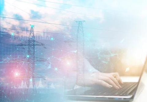 The concept of the development of wireless transmission of electricity and th Stock Photos