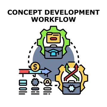 Concept development workflow business progress strategy 库存插图