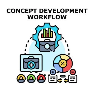 Concept development workflow process icon set vector 스톡 일러스트