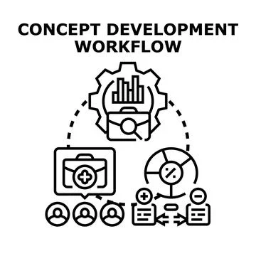Concept development workflow process icon set vector Stockillustratie