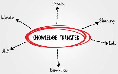 Concept Diagram of Knowledge Transfer with Key Elements Highlighted Stock Photos