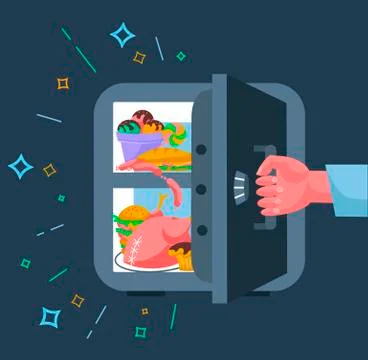 Concept of a diet srefrigerator  flat style Stock Illustration