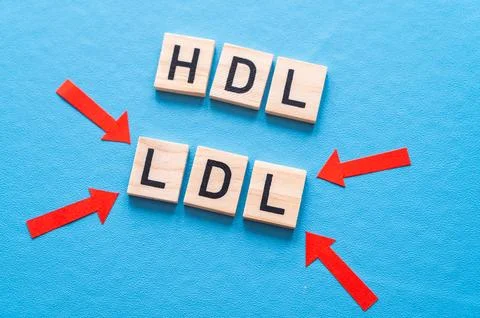 Concept of differentiation between LDL and HDL cholesterol Stock Photos