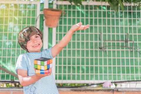 Concept of difficulty when trying to do a puzzle for a child and with the bac Stock Photos