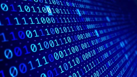 Concept of digital binary data stream on a computer screen angled loop Stock Footage 150766344