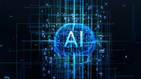 Concept of the Digital Brain of Artificial Intelligence Machine. Stock Footage
