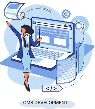Concept of digital content management system, CMS software, program development Stock Illustration