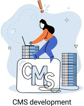 Concept of digital content management system, CMS development software metaphor イラスト素材