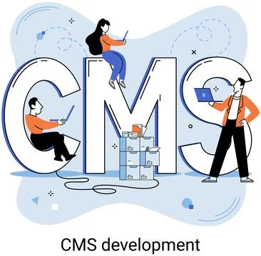 Concept of digital content management system, CMS development software metaphor Stock-Illustration