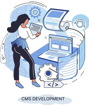 Concept of digital content management system, CMS development software metaphor Illustrazione stock