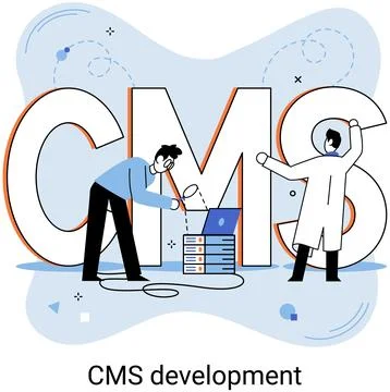 Concept of digital content management system, CMS development software metaphor Stock Illustration