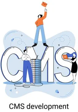 Concept of digital content management system, CMS development software metaphor Illustrazione stock