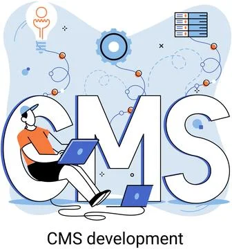 Concept of digital content management system, CMS development software metaphor Illustrazione stock