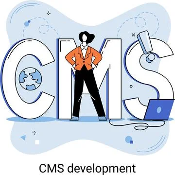 Concept of digital content management system, CMS development software metaphor イラスト素材