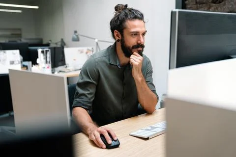 Concept of digital diagram,,programmer, software.Young finance analist working Stock Photos