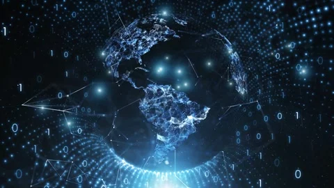 Concept digital earth globe binary data travel animation Stock Footage 337245841