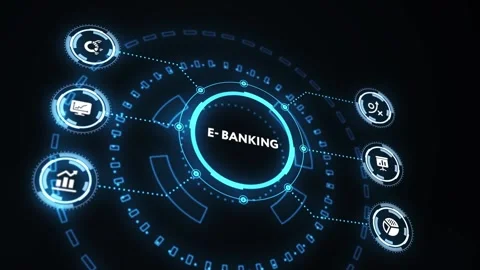 Concept of digital economy, e-payment, and online banking.  E- banking on the Stock Footage 196742105
