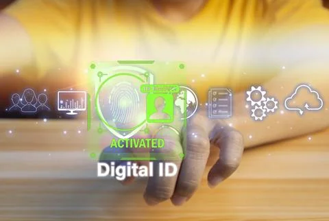 Concept of digital identity verification and verification system It is resp.. Stock Photos