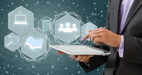 Concept of digital screen, virtual connection icon,diagram, graph interfaces Stock Photos