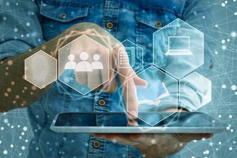 Concept of digital screen, virtual connection icon,diagram, graph interfaces Stock Photos