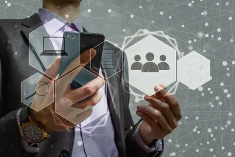 Concept of digital screen, virtual connection icon,diagram, graph interfaces Stock Photos