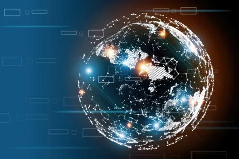 Concept of the digital world and data transmission through the internet, data Illustrazione stock