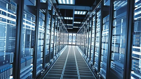 The Concept Of: Digitalization Of Information Flow Moving Through Rack Servers 库存影片 104078966