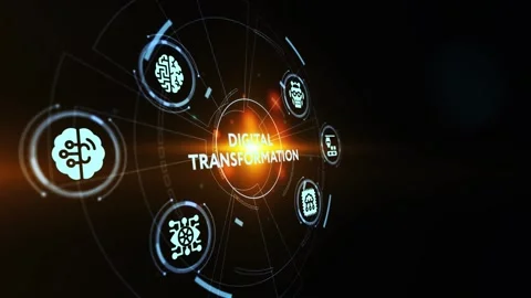Concept of digitization of business processes and modern technology. Digital  Vídeo Stock 189991638