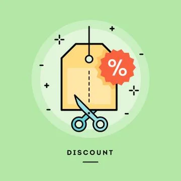 Concept of discount, line flat design banner Stock Illustration
