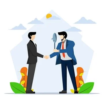 Concept of dishonest or false agreement, deception or suspicion, betrayal. Stock Illustration