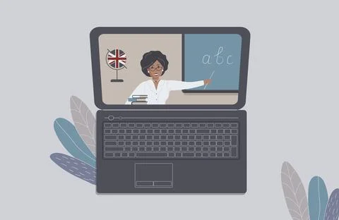 The concept of distance learning, e-learning or online training Stock Illustration