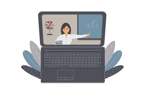 The concept of distance learning, e-learning or online training Stock Illustration