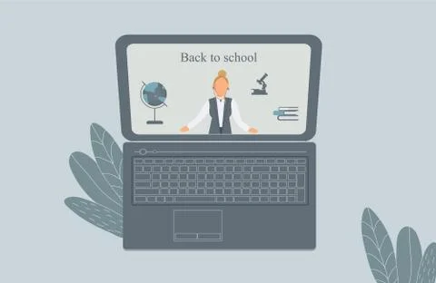 The concept of distance learning or online training during the virus epidemic Stock Illustration